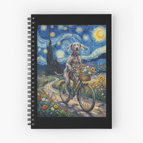 Item preview, Weimaraner Biking Bike Starry Night Van Gogh Art Dog Lover designed and sold by dian-rody-crest.