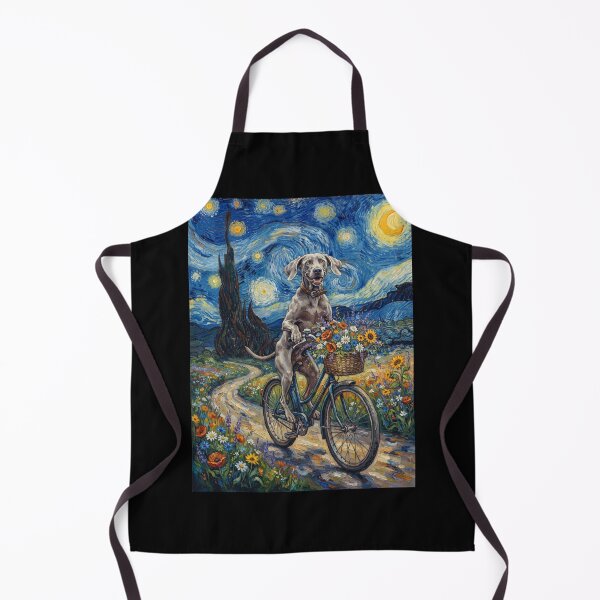 Item preview, Weimaraner Biking Bike Starry Night Van Gogh Art Dog Lover designed and sold by dian-rody-crest.