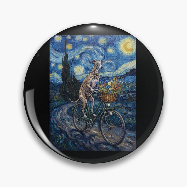Item preview, Whippet Biking Bike Starry Night Van Gogh Art Dog Lover designed and sold by dian-rody-crest.