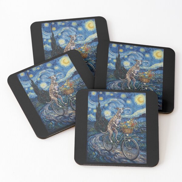 Item preview, Whippet Biking Bike Starry Night Van Gogh Art Dog Lover designed and sold by dian-rody-crest.