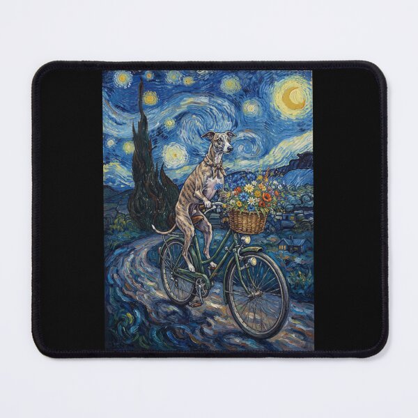 Item preview, Whippet Biking Bike Starry Night Van Gogh Art Dog Lover designed and sold by dian-rody-crest.