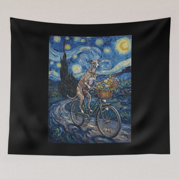 Item preview, Whippet Biking Bike Starry Night Van Gogh Art Dog Lover designed and sold by dian-rody-crest.