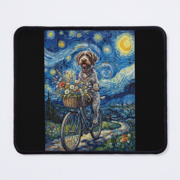 Item preview, Wirehaired Pointing Griffon Biking Bike Starry Night Van Gogh Art Dog Lover designed and sold by dian-rody-crest.