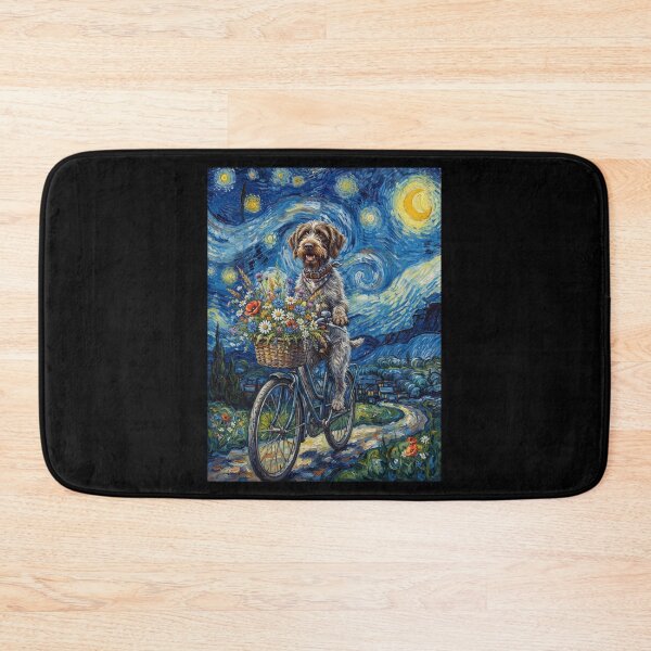 Item preview, Wirehaired Pointing Griffon Biking Bike Starry Night Van Gogh Art Dog Lover designed and sold by dian-rody-crest.