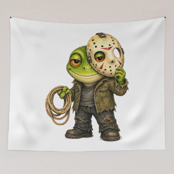 Item preview, Jason-Voorhees Frog Friday The 13th Slasher Mashup designed and sold by dartoffofo⭐⭐⭐⭐⭐.