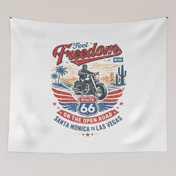 Item preview, Feel Freedom Route 66 Biker Poster designed and sold by Matinez Pink.