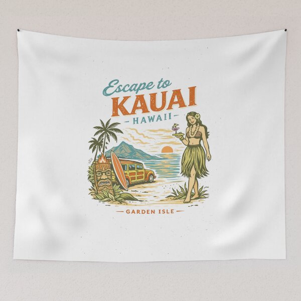 Item preview, Escape to Kauai Hawaii Garden Isle Poster designed and sold by Matinez Pink.