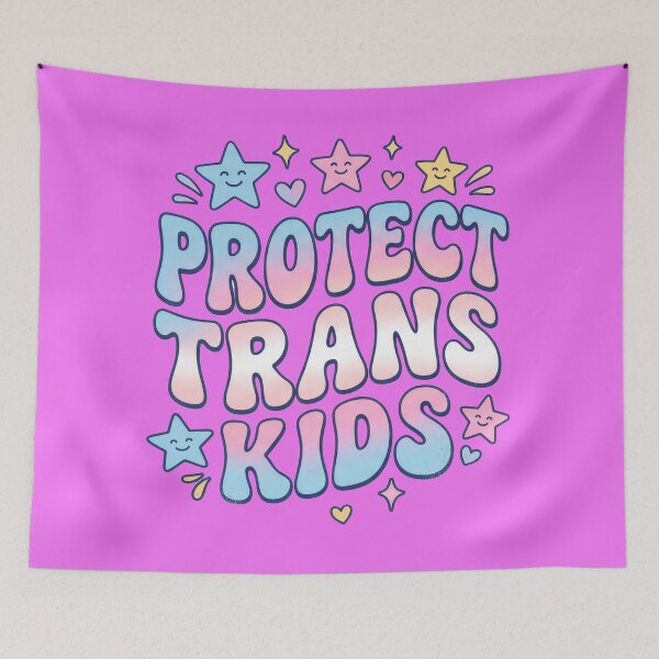 Item preview, Protect Trans Kids Kawaii Stars Retro Pride Bubble Graphic designed and sold by Terry Bain.