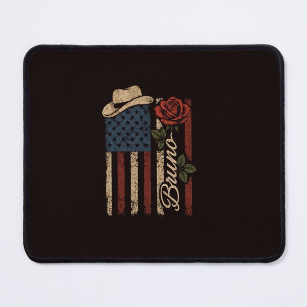 Item preview, BRUNO American Flag with Rose and Cowboy Hat designed and sold by ImeldaSparks.