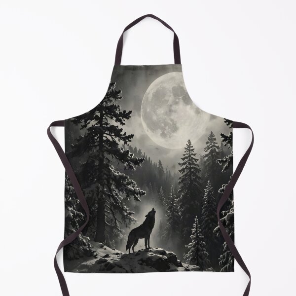 Item preview, Call of the Winter Moon – Lone Wolf in the Mountains designed and sold by DreamyWallVibes.