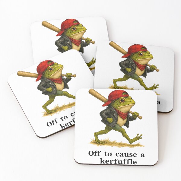 Item preview, Off To Cause A Kerfuffle Tough Frog With Baseball Bat Graphic designed and sold by dartoffofo⭐⭐⭐⭐⭐.