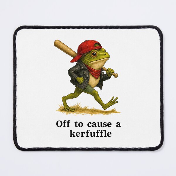 Item preview, Off To Cause A Kerfuffle Tough Frog With Baseball Bat Graphic designed and sold by dartoffofo⭐⭐⭐⭐⭐.