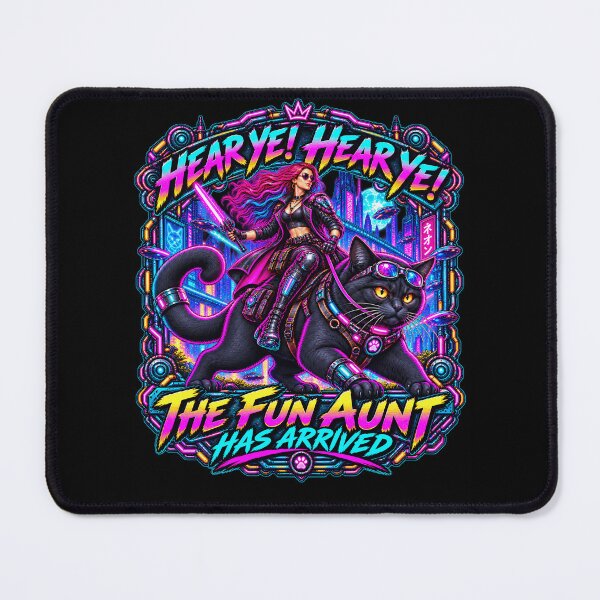 Item preview, Hear Ye Hear Ye The Fun Aunt Has Arrived – Cool Aunt Cyberpunk Black Cat Design designed and sold by PosiMCreations.