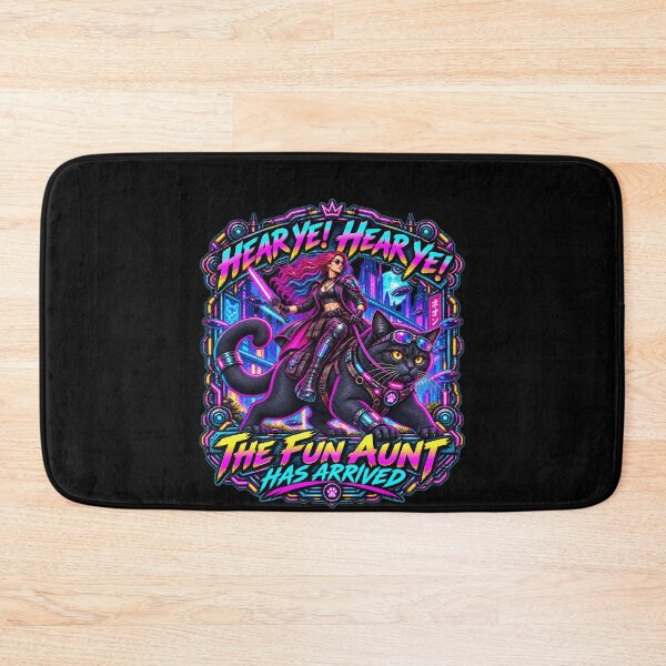 Item preview, Hear Ye Hear Ye The Fun Aunt Has Arrived – Cool Aunt Cyberpunk Black Cat Design designed and sold by PosiMCreations.