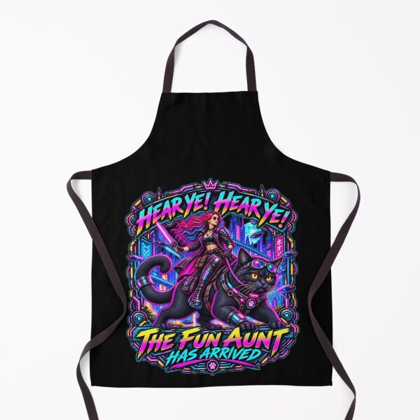 Item preview, Hear Ye Hear Ye The Fun Aunt Has Arrived – Cool Aunt Cyberpunk Black Cat Design designed and sold by PosiMCreations.