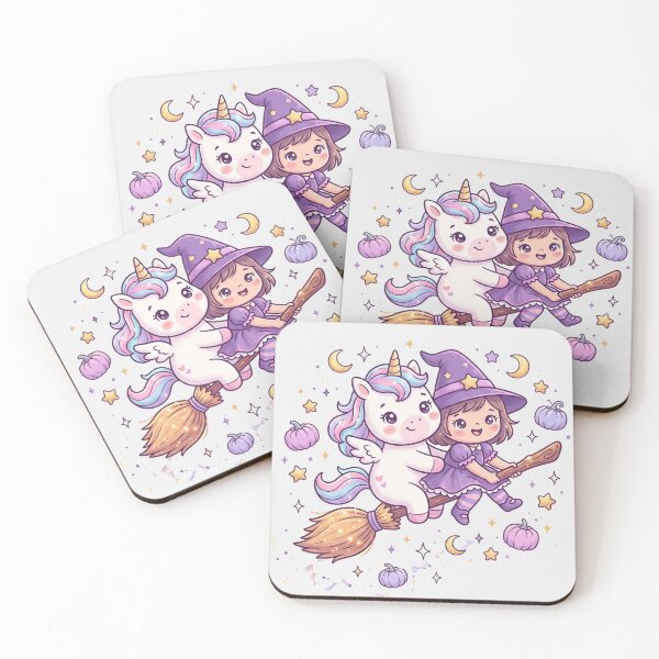 Item preview, Magic Friends Cute Witch and Unicorn Kawaii Halloween designed and sold by naragon4289.