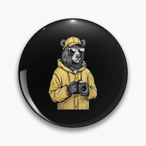 Item preview, Bear Photographer Cool Sunglasses Yellow Jacket Art designed and sold by carbeexsgoglia.