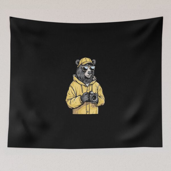 Item preview, Bear Photographer Cool Sunglasses Yellow Jacket Art designed and sold by carbeexsgoglia.
