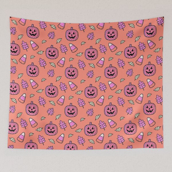 Item preview, Soft Peach Halloween Pattern designed and sold by MZS Studio.