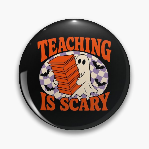 Item preview, Teaching Is Scary Cute Ghost – Retro Halloween Teacher Books and Bats designed and sold by FestivityFinds.