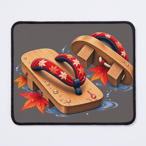 Item preview, After the Rain – Japanese Geta & Autumn Maple Leaves designed and sold by Ghostwave Atelier.