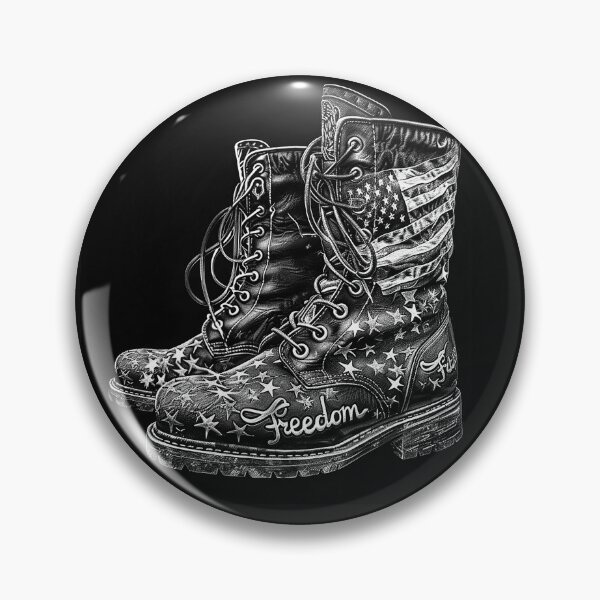 Item preview, Freedom Combat Boots American Flag Patriotic Military Black and White Art designed and sold by inkoutninja.