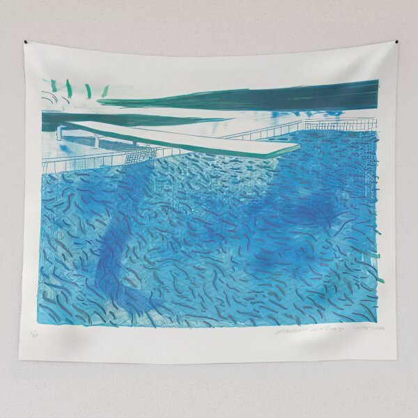 Item preview,  Lithograph Of Water Made Of Thick And Thin Lines, A Green Wash, A Light Blue Wash, And A Dark Blue Wash - Signed Print by David Hockney undefinedr designed and sold by LILLIANSTRANGEy.