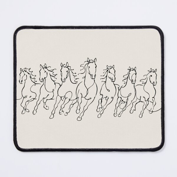 Item preview, Seven Running Horses One Line Art Drawing designed and sold by FemmePod.