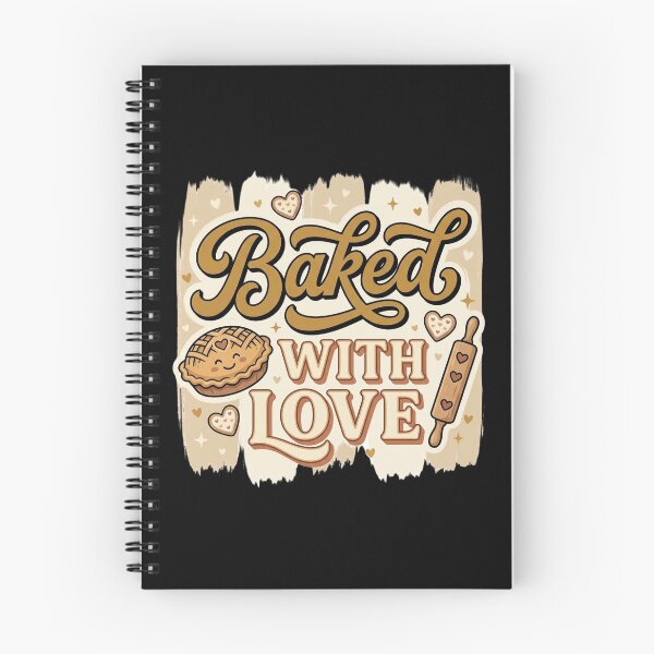 Item preview, Baked with Love – Cute Retro Baking Pie, Rolling Pin and Heart Cookies, Cozy Farmhouse Kitchen Gift for Bakers designed and sold by FestivityFinds.
