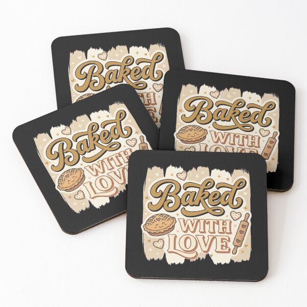 Item preview, Baked with Love – Cute Retro Baking Pie, Rolling Pin and Heart Cookies, Cozy Farmhouse Kitchen Gift for Bakers designed and sold by FestivityFinds.