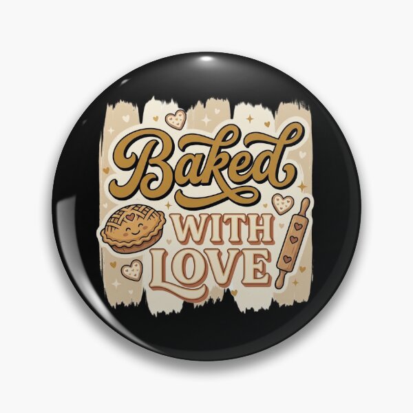 Item preview, Baked with Love – Cute Retro Baking Pie, Rolling Pin and Heart Cookies, Cozy Farmhouse Kitchen Gift for Bakers designed and sold by FestivityFinds.