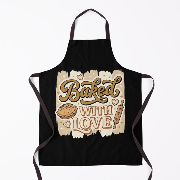 Item preview, Baked with Love – Cute Retro Baking Pie, Rolling Pin and Heart Cookies, Cozy Farmhouse Kitchen Gift for Bakers designed and sold by FestivityFinds.