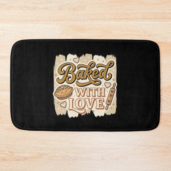 Item preview, Baked with Love – Cute Retro Baking Pie, Rolling Pin and Heart Cookies, Cozy Farmhouse Kitchen Gift for Bakers designed and sold by FestivityFinds.