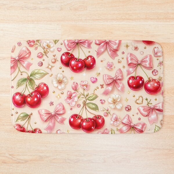 Item preview, Glam Cherry Sparkle-Pink Bow & Jeweled Cherry Pattern designed and sold by Rosie's Wildflower Boutique.