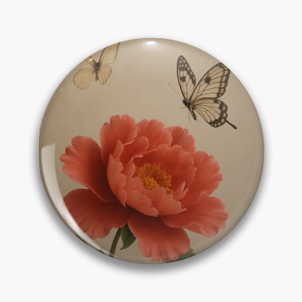 Item preview, Vintage Japanese Peony and Butterflies designed and sold by Innoshima.