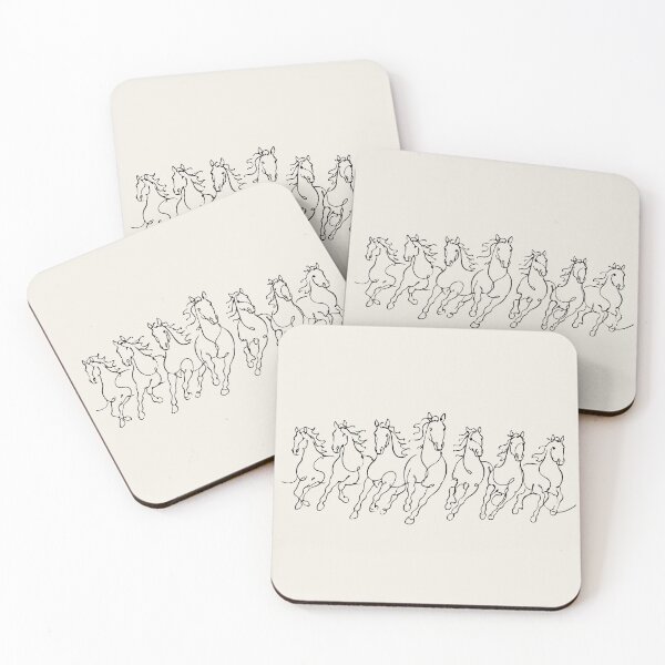 Item preview, Seven Running Horses One Line Art Drawing designed and sold by FemmePod.