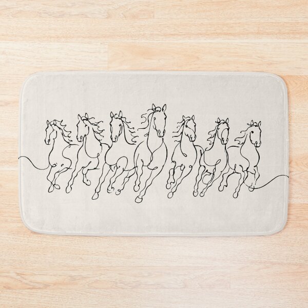 Item preview, Seven Running Horses One Line Art Drawing designed and sold by FemmePod.