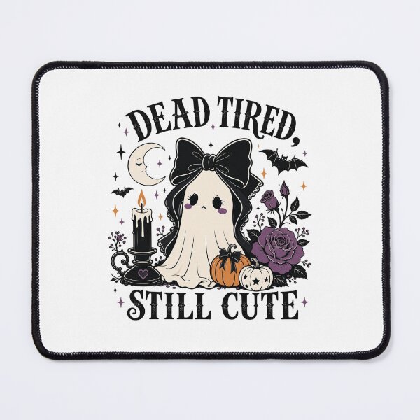 Item preview, Dead Tired Still Cute Gothic Ghost – Kawaii Halloween Bow, Purple Roses, Pumpkins, Bats and Moon designed and sold by FestivityFinds.