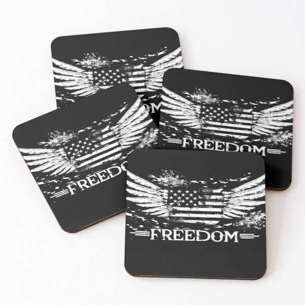 Item preview, Freedom Wings American Flag Patriotic USA Black and White Grunge Art designed and sold by inkoutninja.