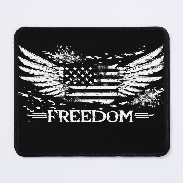 Item preview, Freedom Wings American Flag Patriotic USA Black and White Grunge Art designed and sold by inkoutninja.