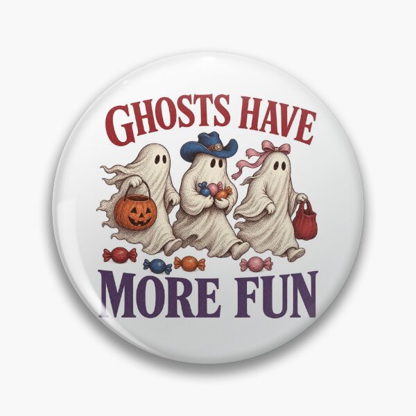 Item preview, Ghosts Have More Fun – Vintage Halloween Cute Ghost Trio Trick or Treat Candy Cowboy Ghost Retro Spooky Season designed and sold by FestivityFinds.