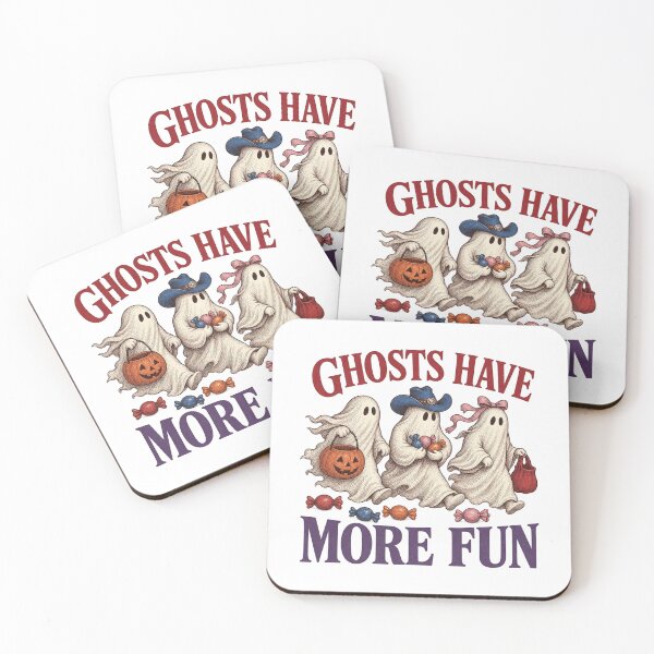 Item preview, Ghosts Have More Fun – Vintage Halloween Cute Ghost Trio Trick or Treat Candy Cowboy Ghost Retro Spooky Season designed and sold by FestivityFinds.