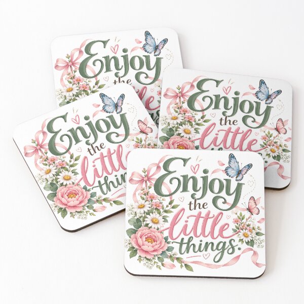 Item preview, Enjoy the Little Things Floral Watercolor Typography designed and sold by Nicha Studio.