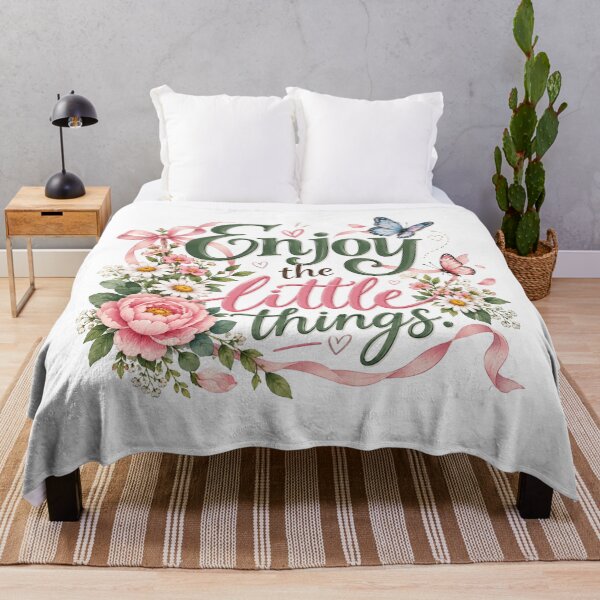 Item preview, Enjoy the Little Things Floral Watercolor Typography designed and sold by Nicha Studio.