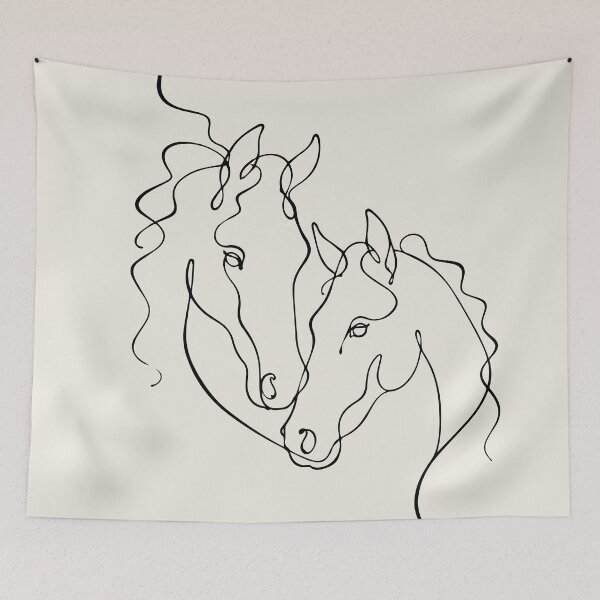Item preview, horse head line art Minimalist Animal outline drawing designed and sold by FemmePod.