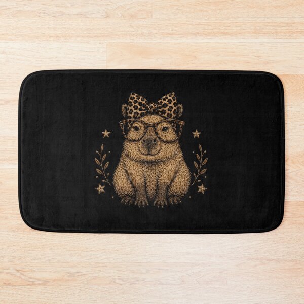 Item preview, Cute Nerdy Leopard Bow Capybara  designed and sold by Animavera.