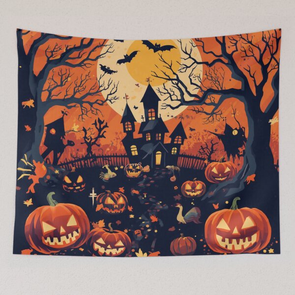 Item preview, Spooky Haunted House Pumpkin Patch Pop Art designed and sold by Uniquely Yours.