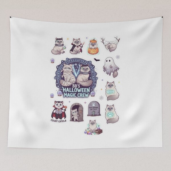 Item preview, BB's Halloween Magic Crew Cute Ragdoll Cat Spooky Season Sticker designed and sold by PetalsPaws.