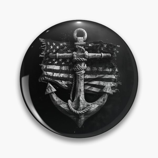 Item preview, American Flag Anchor Patriotic Nautical Freedom Black and White Art designed and sold by inkoutninja.