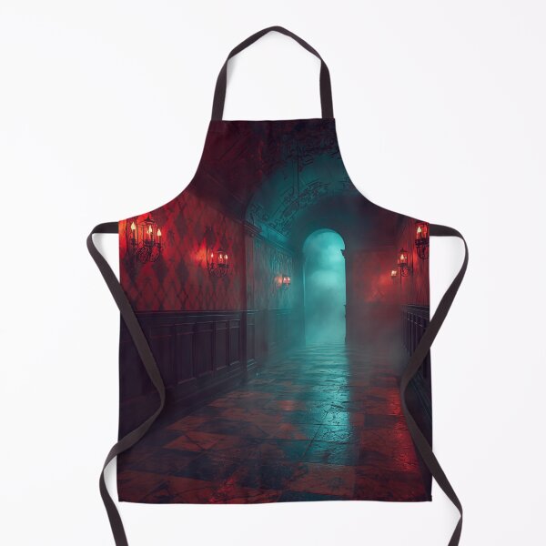 Item preview, Gothic Haunted Manor Hallway Crimson Sconces Foggy Teal Archway designed and sold by Uniquely Yours.